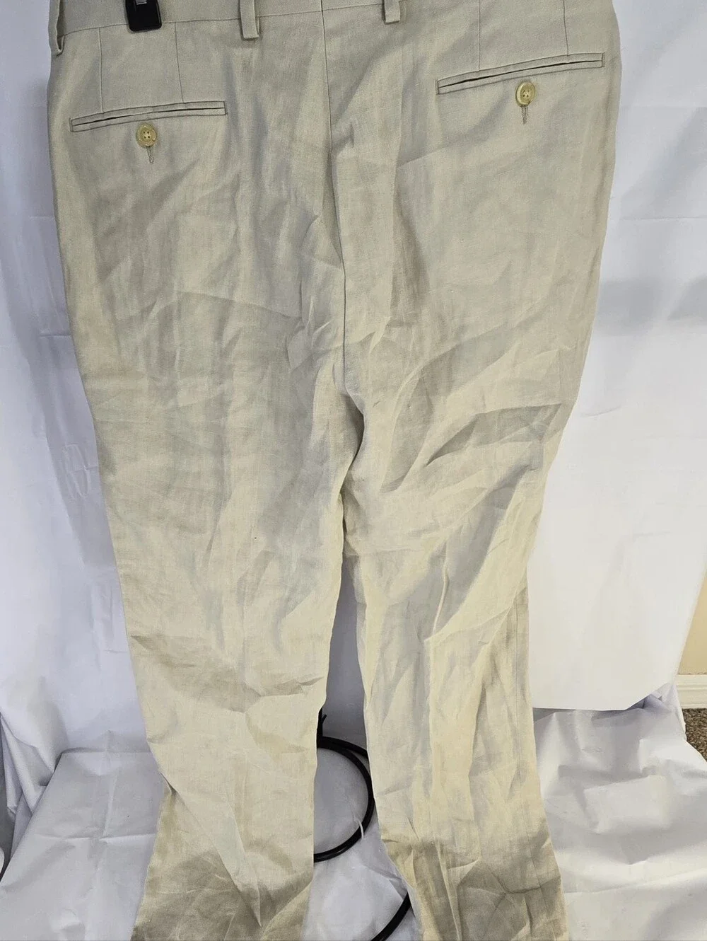 Lauren Ralph Lauren Men's Tan 100% Linen Flat Front Dress Pants Trousers 34x34